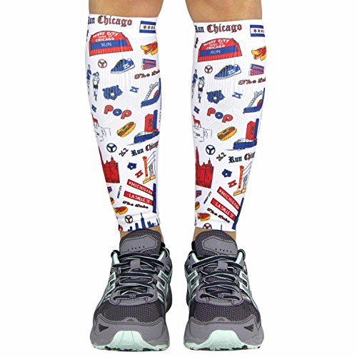 Zensah Compression Leg Sleeves – Helps Shin Splints, Leg Sleeves for Running (Small/Medium, Chicago Doodle) - Thumbnail 5