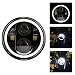 TRUCKMALL 5.75 inch LED Headlight Halo DRL Bulb Light Kit Set for Harley Davidson Street Bob Super Wide Glide Low Rider Night Rod Softail Custom Iron 883 Dyna Indian Scout Triumph Motorcycle Black