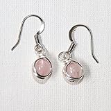 Pink Rose Quartz Crystal Beads Dangle Earrings Semi Precious Jewelry