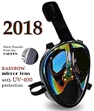 Mask Full Face Snorkel- Easy Breath- 180⁰ Panoramic Seaview- Rainbow Mirror Lenses HD- Design Scuba Mask- Anti-Leak & Anti-Fog- Adjustable Silicone Straps (Carbon, L/XL)