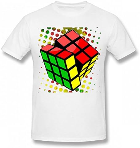 MZOUQD Cube Magic Fashion Tshirt Print Cotton Tops Men Tee White