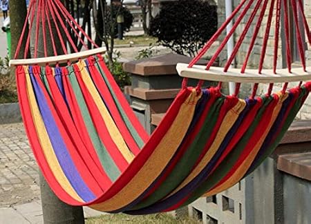 Piyuda Portable Outdoor Hammock Hang Bed Travel Camping Swing Canvas with Backpack (Red 280 * 80 cm (1 Person) 120 kg)