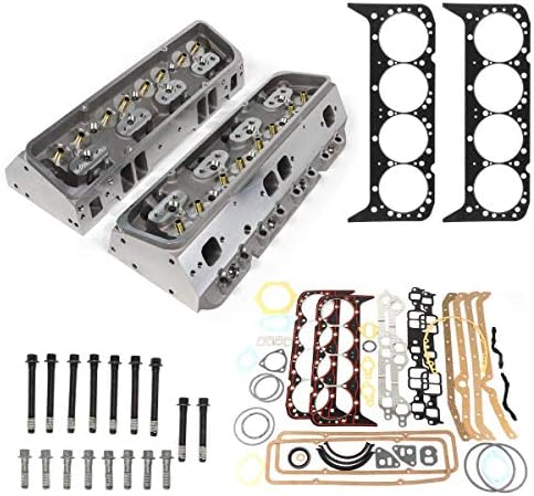 Chevy GM Bare SBC Aluminum 350 Head Angled Spark Plug & Head Gaskets and Full Gasket KitE