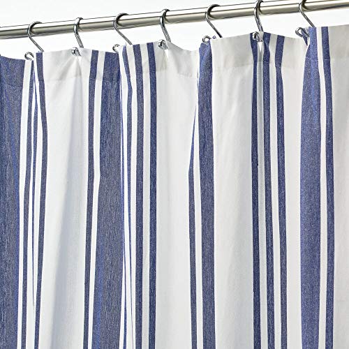 mDesign Large Fabric Shower Curtain with Reinforced Buttonholes for
