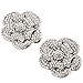 ELEGANTPARK AF Rhinestone Shoe Clips for Women Pumps Rose Flower Party Wedding Shoe Decorations Accessories Clips Silver 2 Pcs
