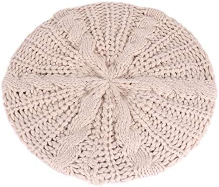 Winter Warm Baggy Beret Chunky Knitted Braided Beanie Hat Baggy Beret Braided Crochet Knit Hat for Women Girls