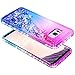 Galaxy S8 Case with Screen Protector (Full Coverage 3D PET) for Women Girls Kids, NageBee Glitter Liquid Bling Floating Waterfall Sparkle Diamond Cute Durable Case for Samsung Galaxy S8 -Purple/Blue