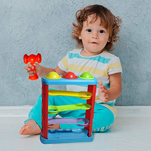 Pound a Ball Toy for Toddlers with 6 Bonus Stacking Cups, Hammer and Ball Pounding Montessori Toys for Babies, Fun Learning Developmental Toys for 1, 2, 3-Year-Olds, Best Toddler Boy and Girl Gifts - Thumbnail 5