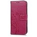 YOKIRIN LG K20 Plus Case, LG K20 V Case, LG K10 2017 Case, Wrist Strap Flip Kickstand PU Leather Wallet Cover Embossed Floral Butterfly with ID&Credit Card Holder 3D Elephant Dust Plug, Rose