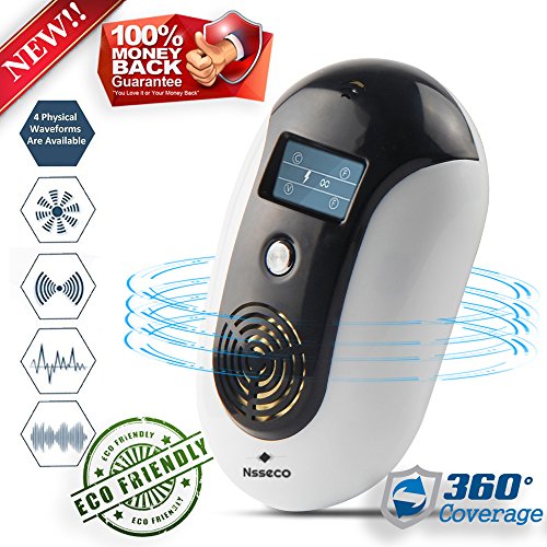Nsseco Ultrasonic Pest Repeller - Electromagnetic Pest Repellent Technology - Protects Against Rodents, Bugs, Spiders, Ants - Ideal for Home and Outside Use - Large Coverage - Pet& Human Friendly