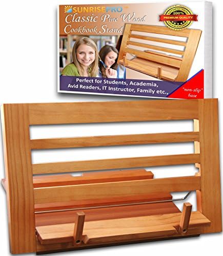 PREMIUM Cookbook Stand, Perfect Reading Rest for Recipe Book, Ideal Cookbook Holder Or Reading Holder Stand Of Large To Small Book (Pine)