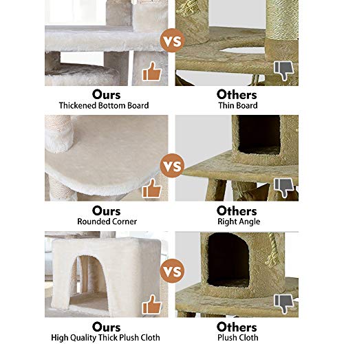 LAZY BUDDY 67" Cat Tree, XL MultiLevel Tall Cat Tower, Play House