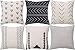 DEZENE Throw Pillow Covers for Couch,6 Pack,Natural Linen Look Fabric,Modern Geometric Patterns,Decorative Sofa Square Cushion Pillow-Cases,18 x 18 inch,Black