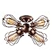 Vintage Wire Cage Semi Flush Mount Ceiling 4-Light Licperron Industrial Antique Rust Color Metal Caged Ceiling Fixture for Living Room Dining Room Kitchen