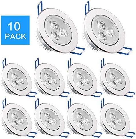 Pack of 10,Modaao LED Ceiling Light Downlight, Spotlight Lamp Recessed Lighting Fixture,with LED Driver (Warm White, Pack of 10,3w)