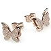 Navifoce 18k Rose Gold Stainless Steel Earrings Dull Polished 3D Butterfly Stud Earrings for Women Gift