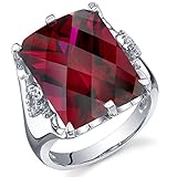 16.00 Carats Created Ruby Ring Sterling Silver Radiant Cut Sizes 5 to 9