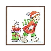 Framed Canvas Wall Art Cartoon Pattern Canvas Prints Home Artwork Decoration for Children's Room,Bedroom - 16x16 inches