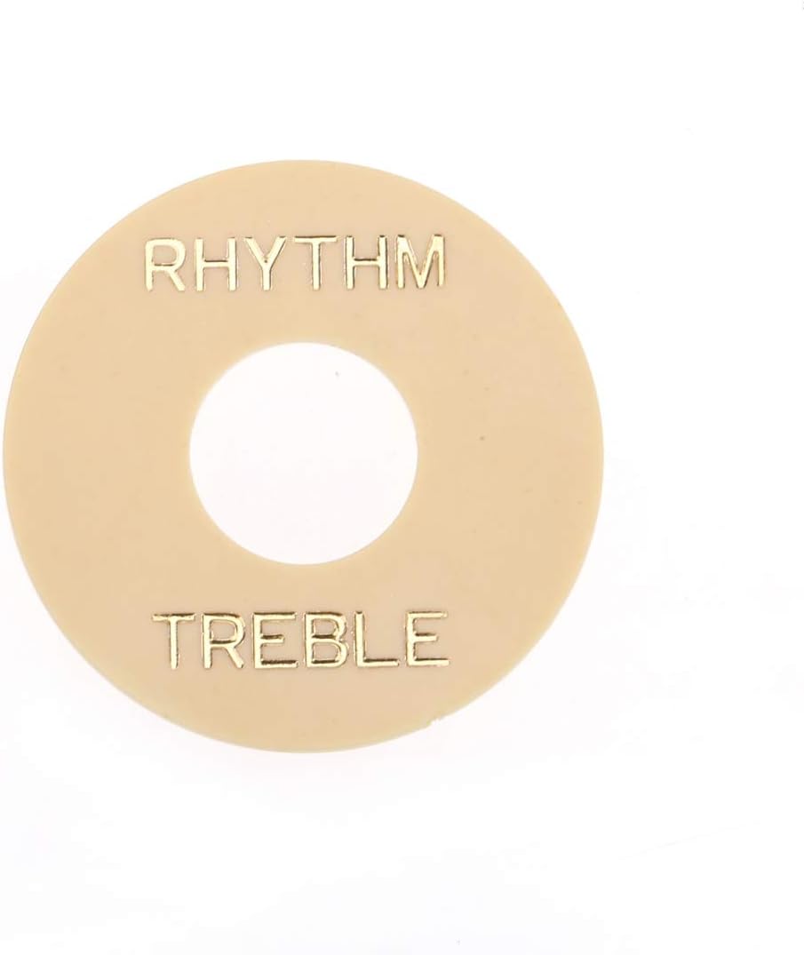 Musiclily Pro Self Adhesive Guitar Toggle Switch Plate LP Washer Rhythm Treble Ring, Cream with Gold Words (Set of 2) - Image 5