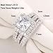 Wuziwen Princess Cut Engagement Rings for Women Sterling Silver Cubic Zirconia Wedding Bridal Ring Set