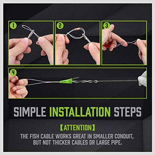 SWANLAKE 50' Fiberglass Running Wire Cable Coaxial Electrical Fish Tape Pull Push Kit