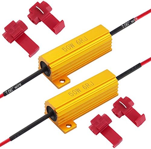Bulbeats 50W 6 Ohm LED Load Resistors for LED Turn Signal Lights or LED License Plate Lights (Fix Hyper Flash, Warning Cancellor)