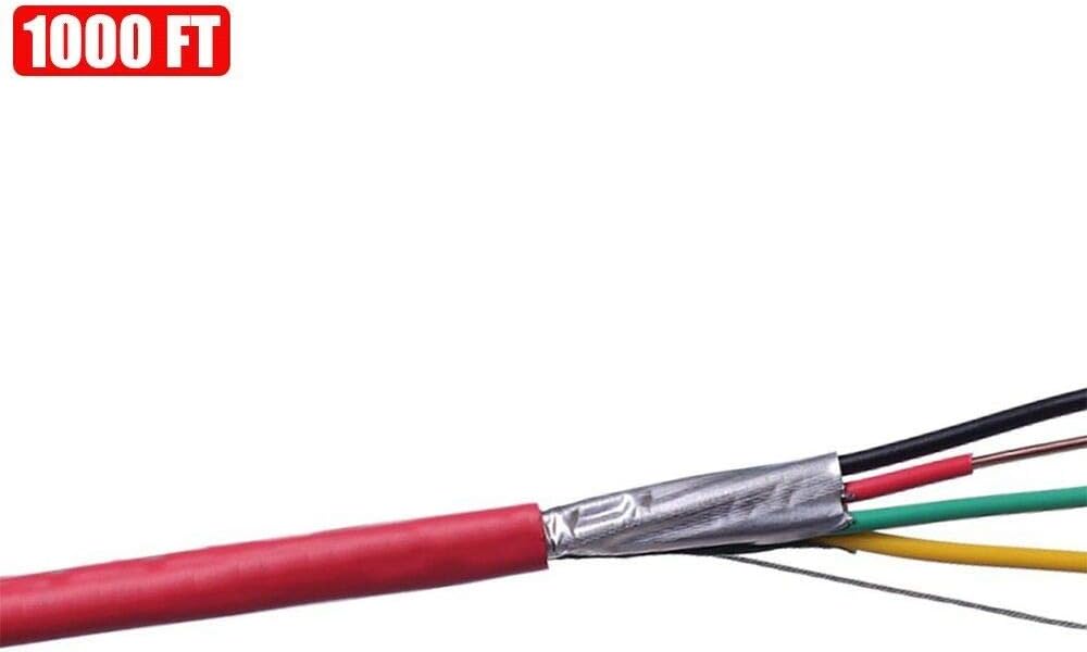 22AWG FPLP CL3P FT6 Red 1000FT Shielded Solid Fire Alarm Cable 22/4 Copper Wire