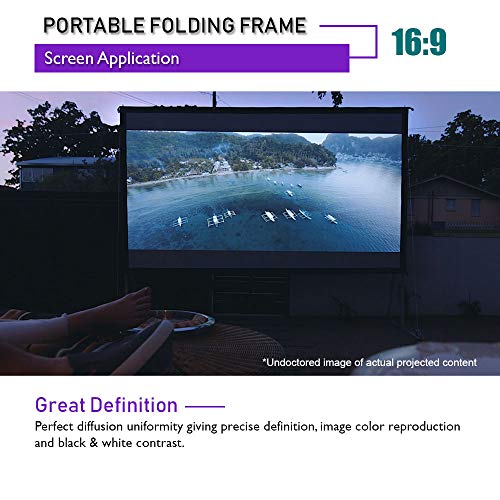 Akia Screens 120” Indoor Outdoor Portable Projector Screen with Stand 16:9 8K 4K Ultra HD 3D Ready Movie Theater Home Theater Adjustable Height Foldaway Easy Snap Aluminum Projection Screen AK-OS120H1