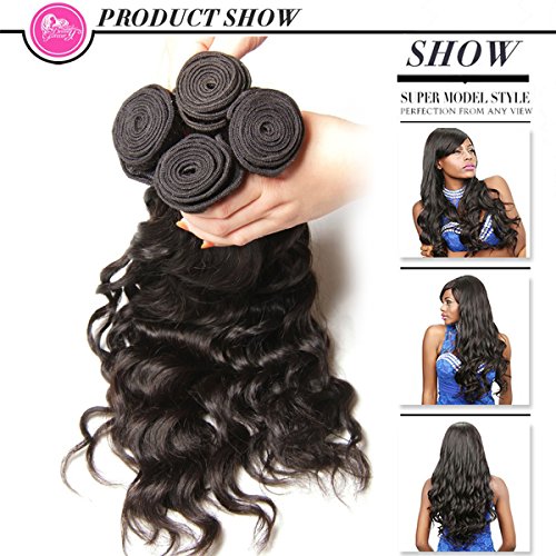 Beauty Forever Hair Brazilian Natural Water Wave Virgin Hair Wet and vavy Hair Weave 3 Bundles 100% Unprocessed Human Hair Extensions Natural Color 95-100g/pc (10 12 14)