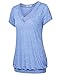 Jazzco T Shirts for Women, Women's Summer Short Fashionable Sleeve Plus Size Elastic Leisure Loose Fitting Flare Tops(Blue,XX-Large)