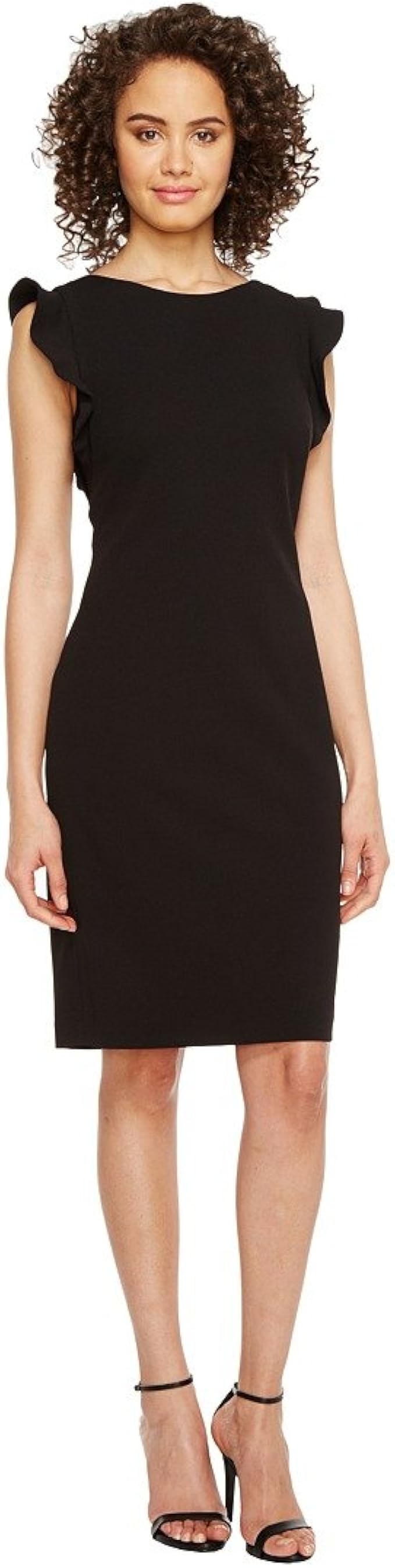 calvin klein flutter cape sleeve v back sheath dress