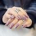 Bridalvenus 24PCS/Set False Nail Chic Smooth Purple Bridal Fake Nail Full Coverage Nail Tips - Pre-designed Nail Long Square with Glue and Adhesive Tab for women and girls