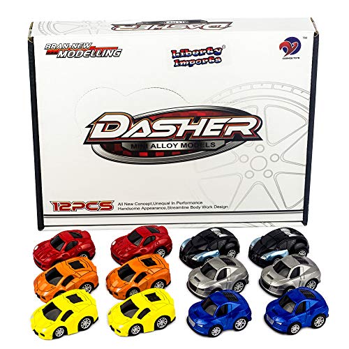 Liberty Imports 12 Assorted Pullback Diecast Metal Race Cars Set (1 Dozen)