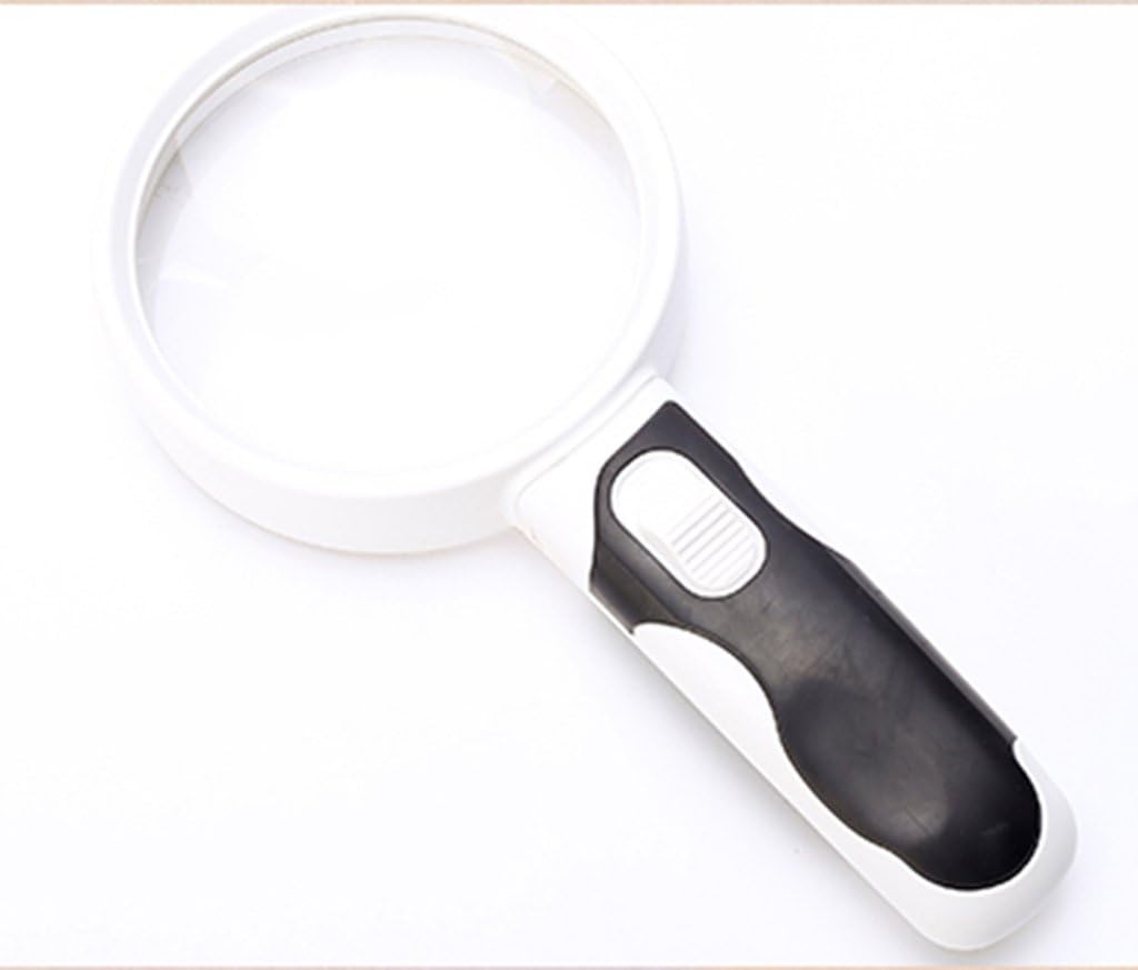 DFHHG® Handheld Magnifying Glass, ABS Frame Acrylic Lens Used For Reading 190 * 80mm (with battery) easy to carry
