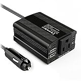 DRILLPRO 150W Car Power Inverter DC 12V to AC 110V With 3.1A Dual USB Charging Port for Digital Camera Laptop Smartphones Tablets