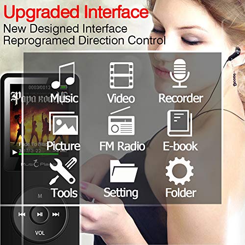 MP3 Player, FiiMan X02 8GB Ultra Slim Music Player with FM Radio, Voice Recorder, Video Play, Text Reading, 80 Hours Playback and Expandable Up to 128 GB (Black) - Thumbnail 6