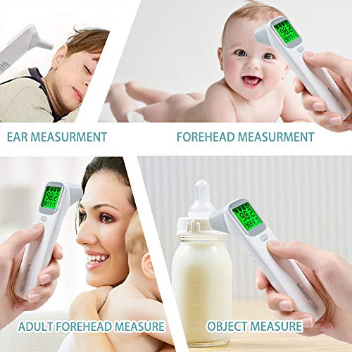 Baby Ear and Forehead Thermometer, ELERA Digital Medical Infrared Thermometer Suitable for Baby, Infants, Toddlers, Adults, Objects and Ambient No Touch with More Accuracy, FDA Approved (White)