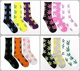 Sunnydate 3 Pair Marijuana Weed Leaf Printed Cotton High Socks (Mix Color)