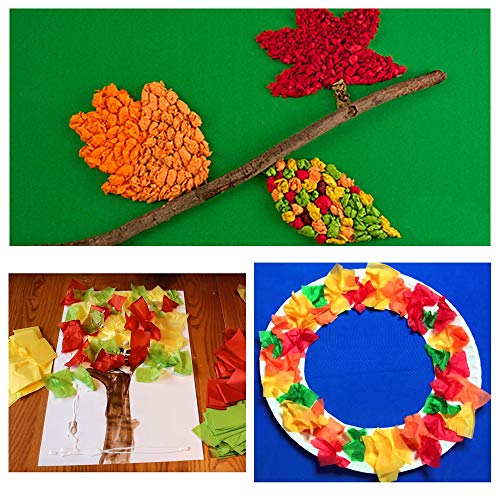 Exquiss 1600 Pcs Autumn Leaf Colors Fall Colors Fall Foliage Tissue Paper Squares 4 x 4 Inch for Leaf Suncatcher Craft Scrunch Art Leaf Art Paper Rolling DIY for Fall Autumn Thanksgiving Halloween Art