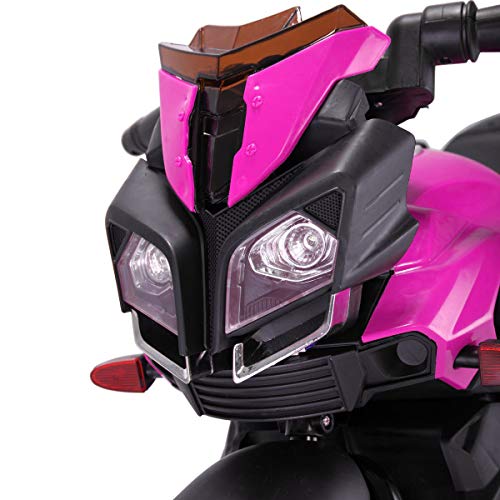 Tobbi Kids Motorcycle Ride On 6V Battery Powered 4 Wheel Bicycle Electric Toy Pink