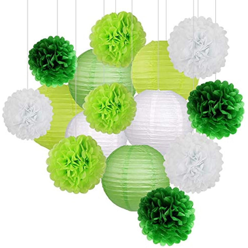 15Pcs Tissue Pom Poms Party Pack Paper Lanterns And Balls Hanging