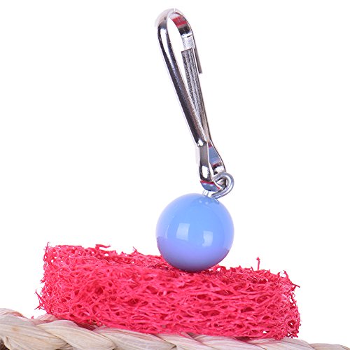 Pet Bird Parrot Bite Swing Chewing Toy Natural Sepa Takraw with Swing Bell