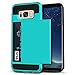 Galaxy S8 Plus Case, Anuck Slide Cover Galaxy S8 Plus Wallet Case [Card Pocket][Hard Shell] Shockproof Armor Rubber Bumper Case With Slidable Card Slot Holder for Samsung Galaxy S8 Plus - Light Blue