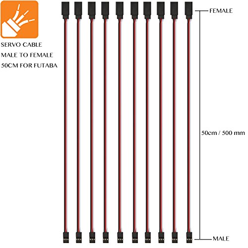 VIMVIP 50cm 500mm Male to Female Servo Extension Lead Wire Cable for KK MWC Eagle Control Board (Pack of 10pcs)