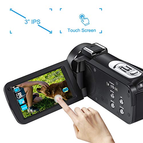 Video Camera 1080P Camcorder CofunKool 24.0MP Vlogging Camera for YouTube, 270° Flipping 3.0" IPS Touch Screen IR Night Vision with Microphone Wide Angle Lens Remote Control Mini Tripod - Thumbnail 7