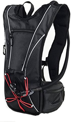 Hydration Backpack with 2 Liter Water Bladder – For Running, Cycling, Hiking, and Climbing – Large Storage Spaces – Light Weight – Adjustable Chest Strap – FREE Towel Included
