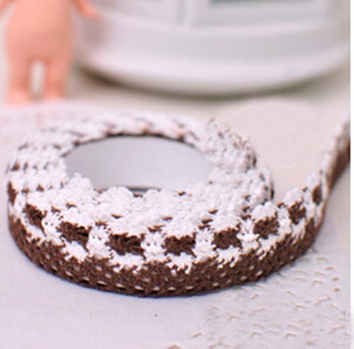 massmall Cute Cloth Lace Flower Clear DIY Decorative Washi Tape Masking Tape Sticky Paper Masking Adhesive Tape Scrapbooking &amp;Phone DIY Decoration (Coffee)