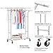 LANGRIA Collapsible Adjustable Double Rail Rolling Garment Rack Clothing Rack Drying Rack Hanging Rack, Chrome Finish
