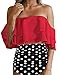 Womens Two Piece Off Shoulder Ruffled Flounce Swimsuits High Waisted Bikini Sets