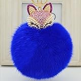 Generic Real Fox Fur Ball with Artificial Fox Head Inlay Pearl Rhinestone Key Chain for Womens Bag or Cellphone or Car Pendant